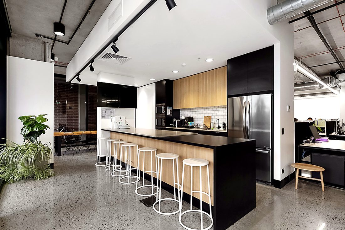 Kitchen and dining area with espresso machine at W.hub